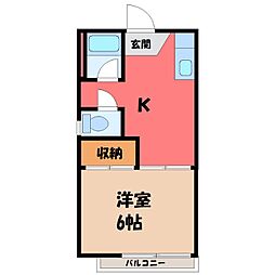 東峰ハイツ 1Kの間取図画像