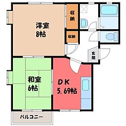 サン・ピア 2DKの間取図画像