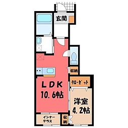 クリビア2 1LDKの間取図画像
