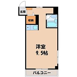 コートサイドハイツ ワンルームの間取図画像