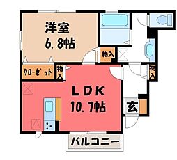グラン・アズールB 1LDKの間取図画像