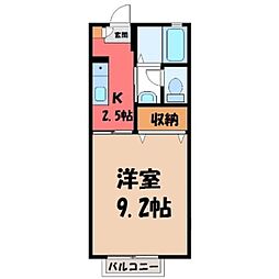 エスポワールB 1Kの間取図画像