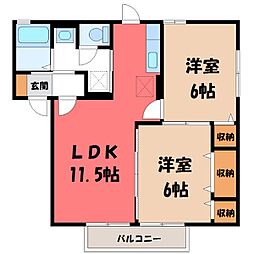 ハイツ・ラフィーネA 2LDKの間取図画像