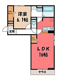 コージーコート 1LDKの間取図画像