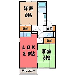 サンセールB 2LDKの間取図画像