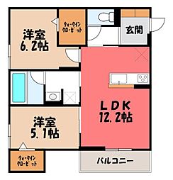 U-TORISIA簗瀬 2LDKの間取図画像