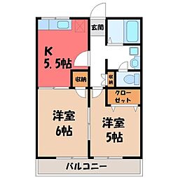 グランシェールD 2Kの間取図画像