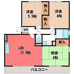 パルティール・ハイツ2 3LDKの間取図画像
