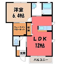 パークシャトーA棟 1LDKの間取図画像