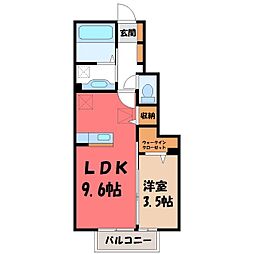 ハーベストコートA 1LDKの間取図画像