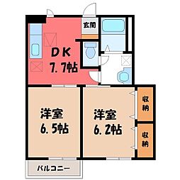 メゾンドHARUKAB 2DKの間取図画像