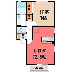 メゾン・ド・クレールD 1LDKの間取図画像