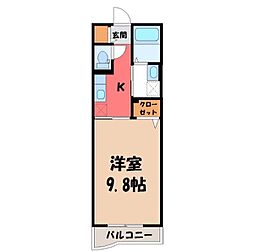 プロムナードベル 1Kの間取図画像