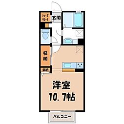D-room思川ヴェールE ワンルームの間取図画像