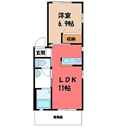 ルミエラB 1LDKの間取図画像
