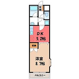 カスティール・イン宇都宮 1DKの間取図画像
