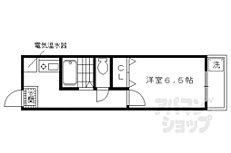 リバーサイド墨染 1Kの間取図画像