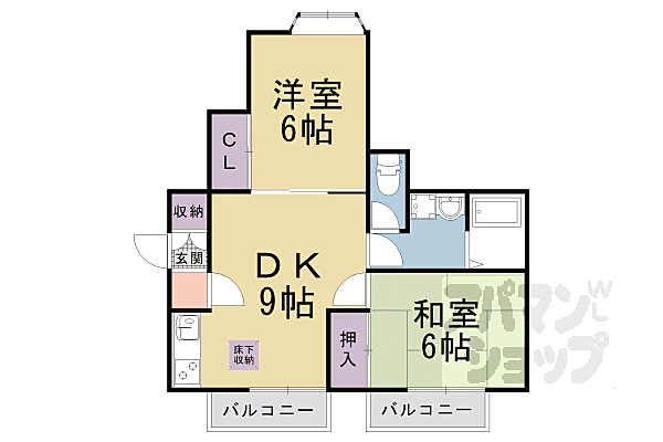 京都府京都市山科区小野御霊町(賃貸アパート2LDK・2階・48.60㎡)の写真 その2