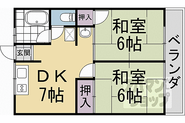 京都府向日市物集女町中海道(賃貸アパート2DK・2階・38.88㎡)の写真 その2