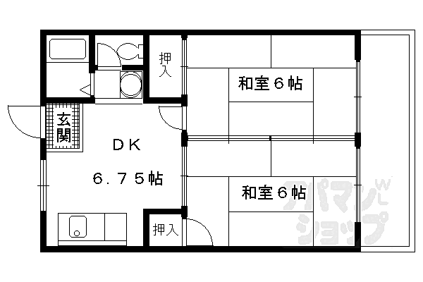 グランドール伏見 202｜京都府京都市伏見区深草大亀谷大山町(賃貸マンション2DK・2階・40.00㎡)の写真 その2