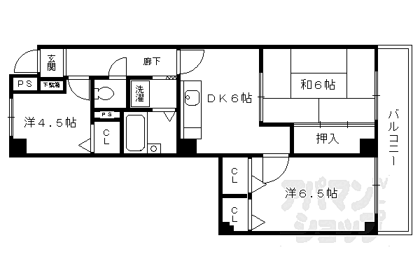 トーカン淀本町マンション 301｜京都府京都市伏見区淀本町(賃貸マンション3DK・3階・54.00㎡)の写真 その2