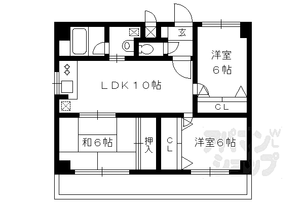 ＭＯグロリーエイト 303｜京都府京都市伏見区羽束師菱川町(賃貸マンション3LDK・3階・62.77㎡)の写真 その2