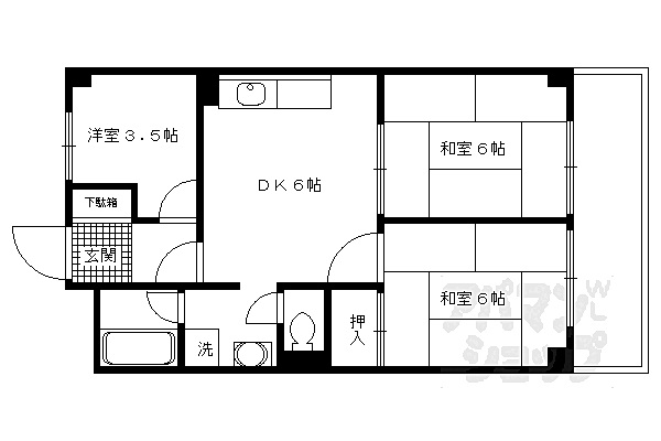 パールハイツイナリ 6011｜京都府京都市伏見区深草一ノ坪町(賃貸マンション3DK・6階・56.27㎡)の写真 その2