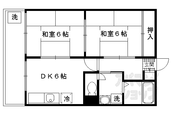 パールハイツイナリ 2007｜京都府京都市伏見区深草一ノ坪町(賃貸マンション2DK・2階・51.60㎡)の写真 その2