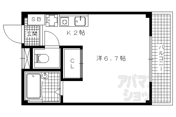 京都府京都市山科区北花山六反田町(賃貸マンション1K・2階・20.10㎡)の写真 その2