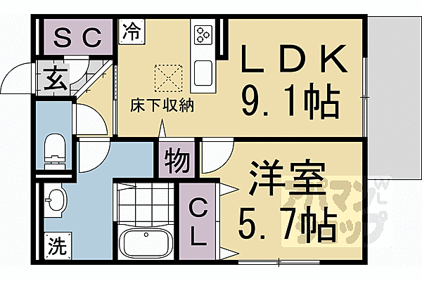 （仮称）Ｄ－ｒｏｏｍ伏見区醍醐槇ノ内町 307｜京都府京都市伏見区醍醐槇ノ内町(賃貸アパート1LDK・3階・40.30㎡)の写真 その2