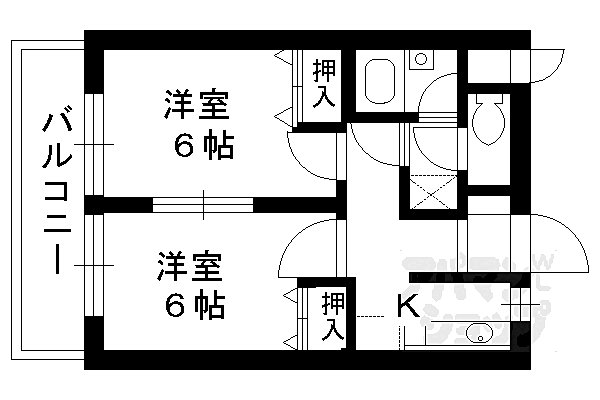 フォートクレール 302｜京都府京都市伏見区淀池上町(賃貸マンション2K・3階・36.45㎡)の写真 その2