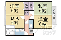 由福ハウス木幡Ｂ棟 1階3DKの間取り