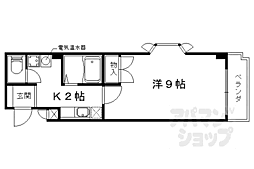 京都地下鉄東西線 椥辻駅 徒歩3分の賃貸マンション 7階1Kの間取り