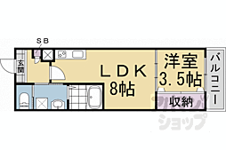 ジーメゾン伏見セレスト 1階1LDKの間取り