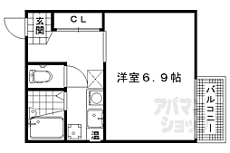 ラ・シャンブル 2階1Kの間取り