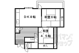 阪急京都本線 西向日駅 徒歩10分の賃貸マンション 2階2LDKの間取り