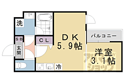 VINA山科WEST 1DKの間取図画像