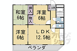 JR東海道・山陽本線 長岡京駅 徒歩7分の賃貸マンション 1階3LDKの間取り