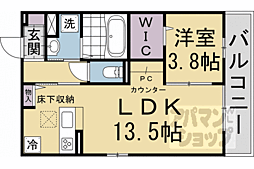 京都地下鉄東西線 御陵駅 徒歩18分の賃貸アパート 3階1LDKの間取り