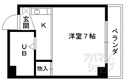スイトピー桃山 4階1Kの間取り