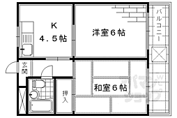 フジハイツ 3階2DKの間取り