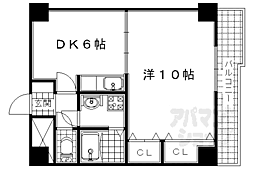 サンタウン宇治 3階1DKの間取り