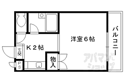 白砂ビル 3階1Kの間取り