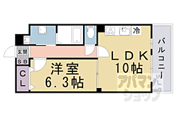 京阪京津線 四宮駅 徒歩8分の賃貸マンション 4階1LDKの間取り