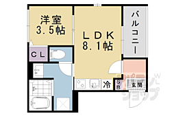 京都地下鉄東西線 椥辻駅 徒歩6分の賃貸アパート 1階1LDKの間取り