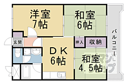 京阪京津線 四宮駅 徒歩7分の賃貸マンション 1階3DKの間取り