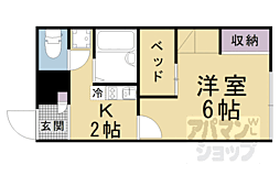 京都地下鉄東西線 椥辻駅 徒歩10分の賃貸アパート 1階1Kの間取り