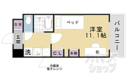 京都市山科区東野中井ノ上町マンション ワンルームの間取図画像