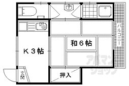 阪急京都本線 西向日駅 徒歩8分の賃貸アパート 2階1Kの間取り