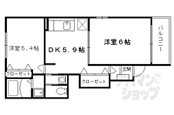 プラム里開 101 1階2DKの間取り